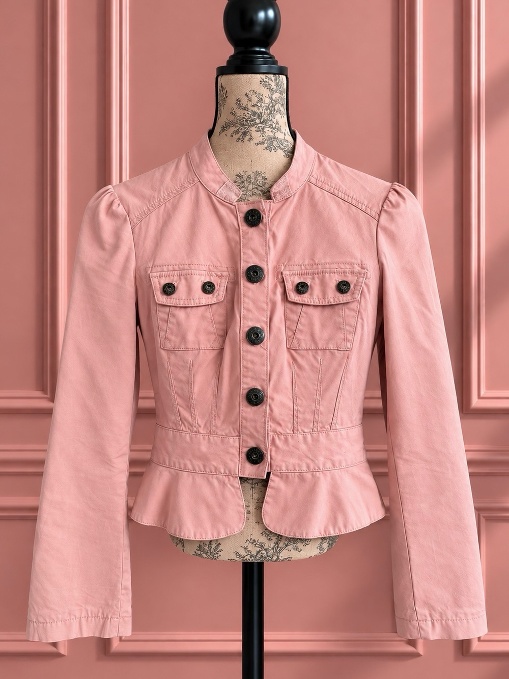 Y2K Guess Pink Button-Front Cropped Jacket